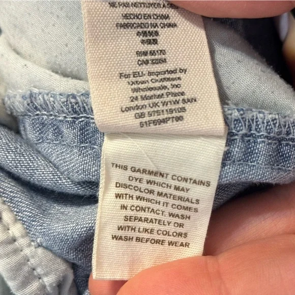 Free People Rivet Blue Denim Jean Chambray Long Sleeve Romper Large - Picture 7 of 11